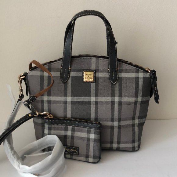 Dooney & Bourke Handbags - Set Dooney & Bourke Satchel & wristlet Plaid Grey+